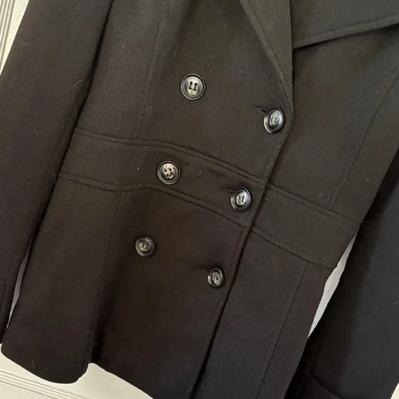 Express Women's Classic Black Pea Coat - Picture 3 of 5